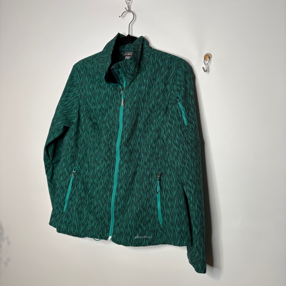 Eddie Bauer Green Soft Shell Jacket Green Black Size Large